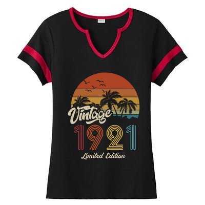 102nd Birthday Vintage Limited Edition 1921 Ladies Halftime Notch Neck Tee