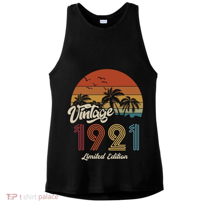 102nd Birthday Vintage Limited Edition 1921 Ladies PosiCharge Tri-Blend Wicking Tank