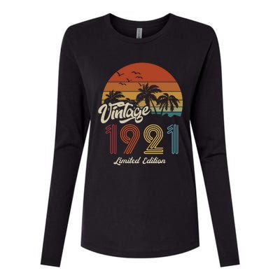 102nd Birthday Vintage Limited Edition 1921 Womens Cotton Relaxed Long Sleeve T-Shirt