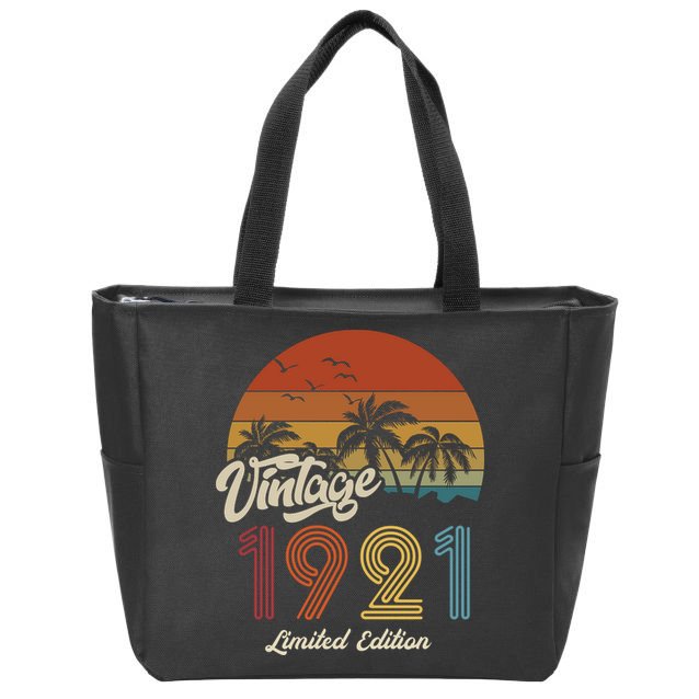 102nd Birthday Vintage Limited Edition 1921 Zip Tote Bag