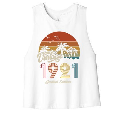 102nd Birthday Vintage Limited Edition 1921 Women's Racerback Cropped Tank