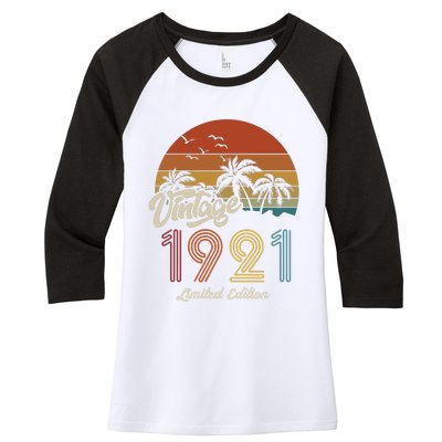 102nd Birthday Vintage Limited Edition 1921 Women's Tri-Blend 3/4-Sleeve Raglan Shirt