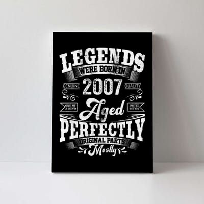 16th Birthday Vintage Legends Born In 2007 16 Years Old Canvas