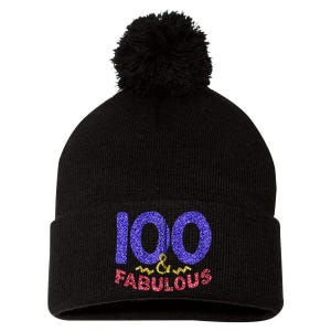 100th Birthday Women Gift Funny 100 Year Old Grandma Pom Pom 12in Knit Beanie