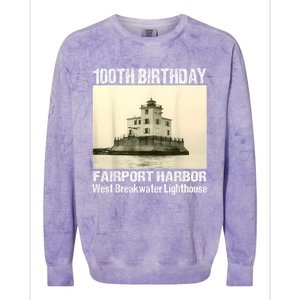 100th Birthday West Breakwater Lighthouse Fairport Harbor Colorblast Crewneck Sweatshirt