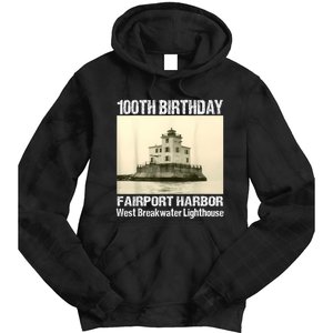 100th Birthday West Breakwater Lighthouse Fairport Harbor Tie Dye Hoodie