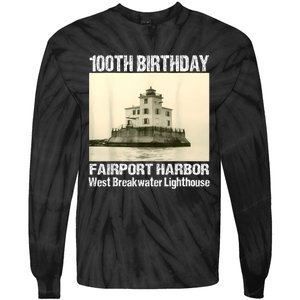 100th Birthday West Breakwater Lighthouse Fairport Harbor Tie-Dye Long Sleeve Shirt