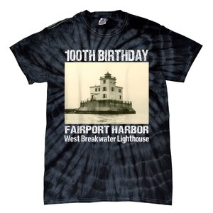 100th Birthday West Breakwater Lighthouse Fairport Harbor Tie-Dye T-Shirt