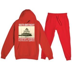 100th Birthday West Breakwater Lighthouse Fairport Harbor Premium Hooded Sweatsuit Set