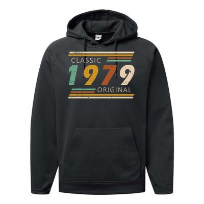 1979 Birthday Year Classic Original Retro Vintage Design Performance Fleece Hoodie