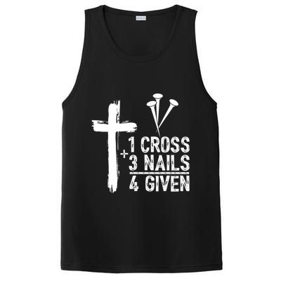 1 Cross 3 Nails Forgiven Jesus Christian Easter PosiCharge Competitor Tank