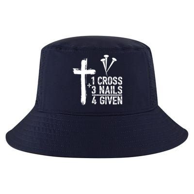 1 Cross 3 Nails Forgiven Jesus Christian Easter Cool Comfort Performance Bucket Hat
