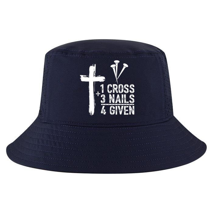 1 Cross 3 Nails Forgiven Jesus Christian Easter Cool Comfort Performance Bucket Hat