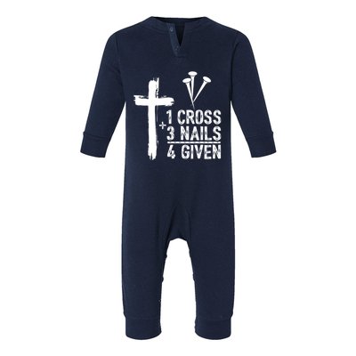 1 Cross 3 Nails Forgiven Jesus Christian Easter Infant Fleece One Piece