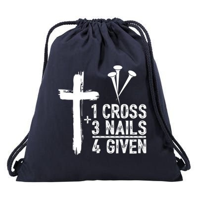 1 Cross 3 Nails Forgiven Jesus Christian Easter Drawstring Bag
