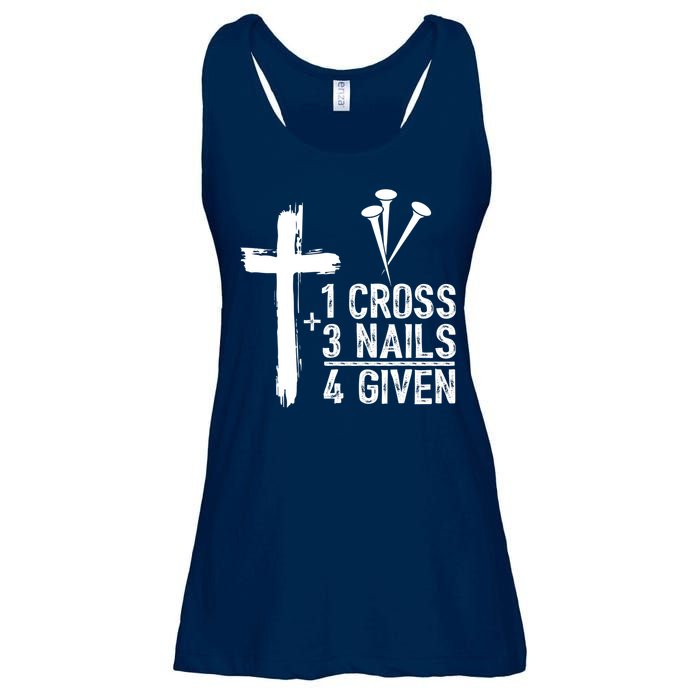1 Cross 3 Nails Forgiven Jesus Christian Easter Ladies Essential Flowy Tank