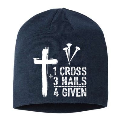 1 Cross 3 Nails Forgiven Jesus Christian Easter Sustainable Beanie