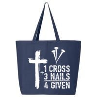 1 Cross 3 Nails Forgiven Jesus Christian Easter 25L Jumbo Tote