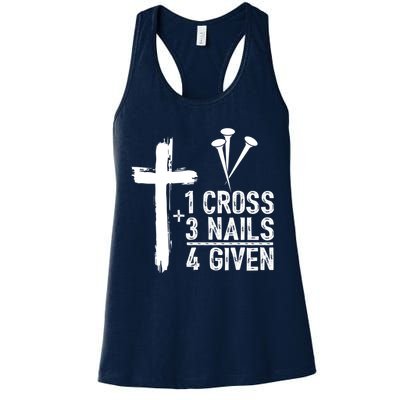 1 Cross 3 Nails Forgiven Jesus Christian Easter Womens Tank Top