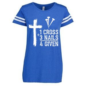 1 Cross 3 Nails Forgiven Jesus Christian Easter Enza Ladies Jersey Football T-Shirt