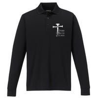 1 Cross 3 Nails 4 Given Performance Long Sleeve Polo