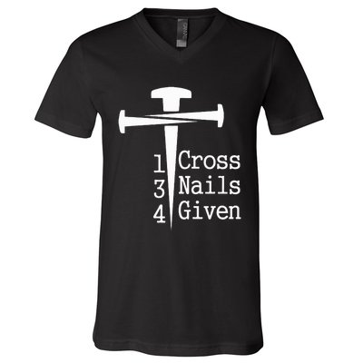 1 Cross 3 Nails 4 Given V-Neck T-Shirt