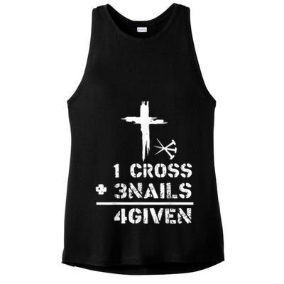 1 Cross 3 Nails Forgiven Christian Easter Day Gift Ladies PosiCharge Tri-Blend Wicking Tank