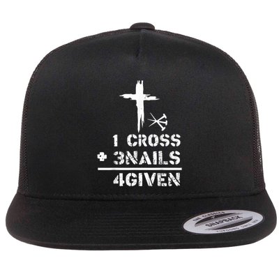 1 Cross 3 Nails Forgiven Christian Easter Day Gift Flatbill Hat