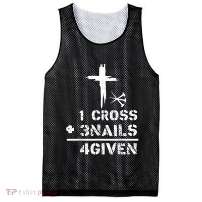1 Cross 3 Nails Forgiven Christian Easter Day Gift Mesh Reversible Basketball Jersey Tank