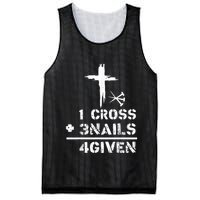 1 Cross 3 Nails Forgiven Christian Easter Day Gift Mesh Reversible Basketball Jersey Tank