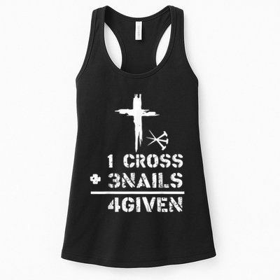 1 Cross 3 Nails Forgiven Christian Easter Day Gift Womens Tank Top