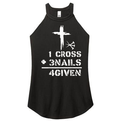 1 Cross 3 Nails Forgiven Christian Easter Day Gift Women’s Perfect Tri Rocker Tank