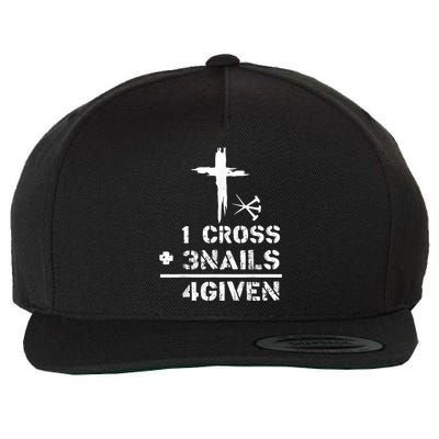 1 Cross 3 Nails Forgiven Christian Easter Day Gift Wool Snapback Cap