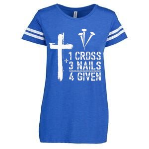 1 Cross 3 Nails Forgiven Christian Gift for Easter Enza Ladies Jersey Football T-Shirt