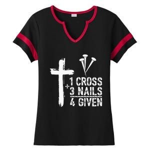 1 Cross 3 Nails 4 Given Happy Easter Day Jesus Ladies Halftime Notch Neck Tee