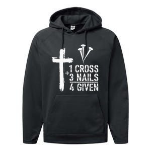 1 Cross 3 Nails 4 Given Happy Easter Day Jesus Performance Fleece Hoodie