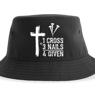 1 Cross 3 Nails 4 Given Happy Easter Day Jesus Sustainable Bucket Hat