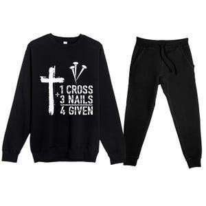 1 Cross 3 Nails 4 Given Happy Easter Day Jesus Premium Crewneck Sweatsuit Set