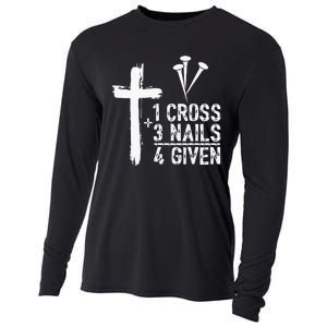 1 Cross 3 Nails 4 Given Happy Easter Day Jesus Cooling Performance Long Sleeve Crew