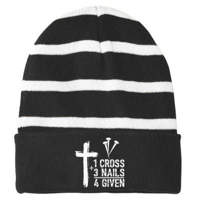 1 Cross 3 Nails 4 Given Happy Easter Day Jesus Striped Beanie with Solid Band