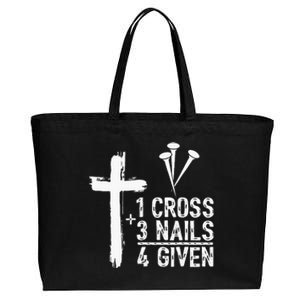 1 Cross 3 Nails 4 Given Happy Easter Day Jesus Cotton Canvas Jumbo Tote