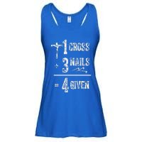 1 Cross + 3 Nails = 4 Given Forgiven Christian Jesus Christ Ladies Essential Flowy Tank