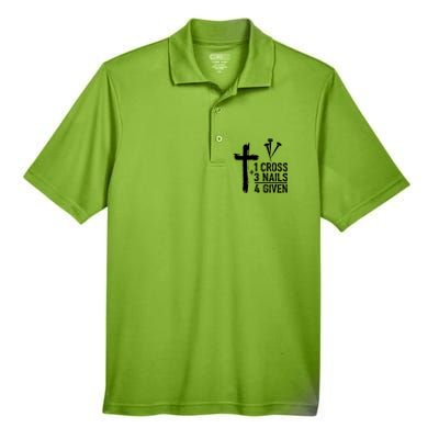 1 Cross 3 Nails 4 Given Happy Easter Day Jesus Christian Men's Origin Performance Pique Polo