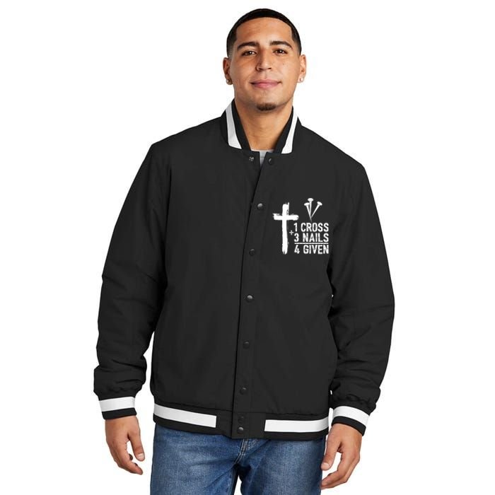 1 Cross 3 Nails 4 Given Happy Easter Day Jesus Christian Insulated Varsity Jacket