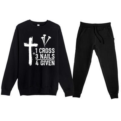 1 Cross 3 Nails 4 Given Happy Easter Day Jesus Christian Premium Crewneck Sweatsuit Set