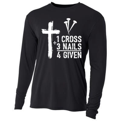 1 Cross 3 Nails 4 Given Happy Easter Day Jesus Christian Cooling Performance Long Sleeve Crew