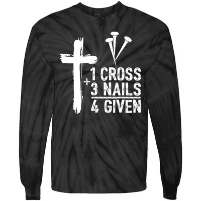 1 Cross 3 Nails 4 Given Happy Easter Day Jesus Christian Tie-Dye Long Sleeve Shirt