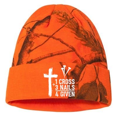 1 Cross 3 Nails 4 Given Happy Easter Day Jesus Christian Kati Licensed 12" Camo Beanie