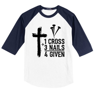 1 Cross 3 Nails 4 Given Happy Easter Day Jesus Christian Baseball Sleeve Shirt