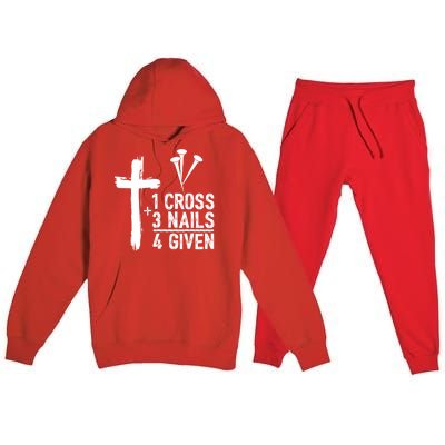 1 Cross 3 Nails 4 Given Happy Easter Day Jesus Christian Premium Hooded Sweatsuit Set